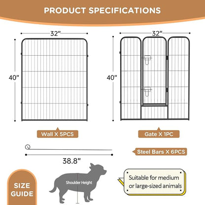 BestPet | Dog Playpen | 40 Inch, 6 Panels | Heavy Duty Metal Pet Exercise Pen | - Image 7