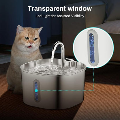 2.2L Stainless Steel Cat Water Fountain Automatic Pet Water Dispenser - Image 5