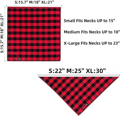 Buffalo Plaid Dog Bandanas Fall Christmas X-Large 6PCS Dog Gifts Red Blue Green - Image 2
