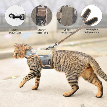 Tactical Cat Harness and Leash for Walking Escape Proof Breathable Mesh Fabric - Image 3