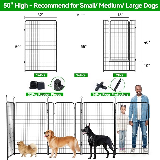 Dog Playpen Outdoor Extra Wide 16 Piece Panels Heavy Duty Dog Fence 50" Height - Image 3