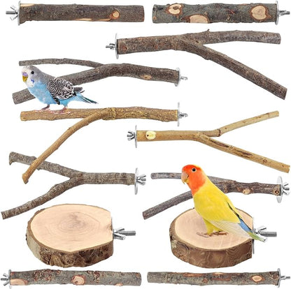 12PCS Natural Wood Bird Perches by Unknown