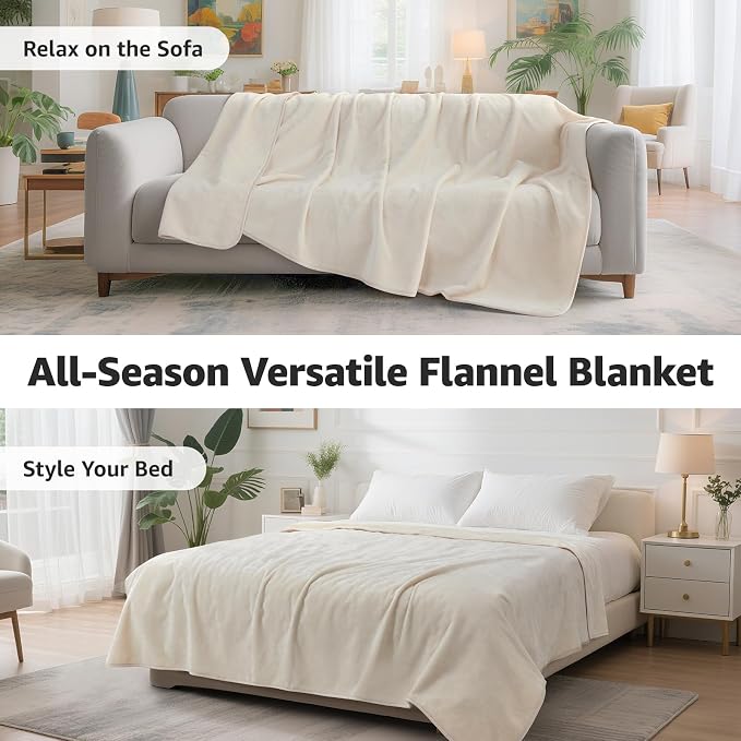 LOOBANI Waterproof Blanket for Bed: Reversible Soft Flannel Queen Bed Blanket - Image 8