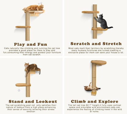 5-Tier Tall Cat Tree for Kittens, Floor to Ceiling Wall Mounted Cat Wall Shelves - Image 5