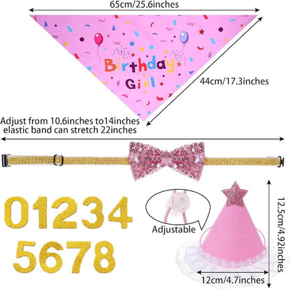 hoyuwak Dog Birthday Party Supplies Girl Boy Dog Birthday Bandana Bow Hat - Image 2