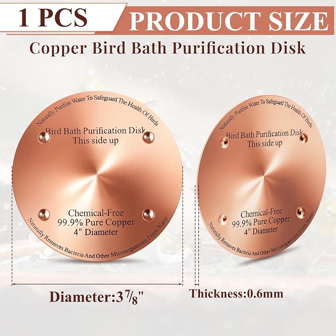 1 Pcs Bird Bath Copper Disk, 0.6mm Thick Reinforced 99.99% Pure Copper Birdbath - Image 2