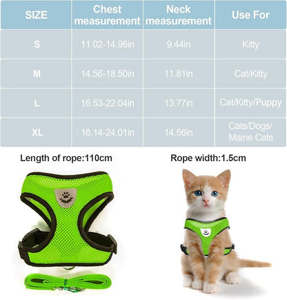 shudyear Summer cat Chest Harness and Leash, Anti-Escape Adjustable Soft mesh - Image 2
