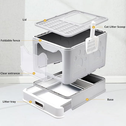 Enclosed Cat Litter Box with Lid Top Exit Covered Metal Stainless Steel Litter - Image 6