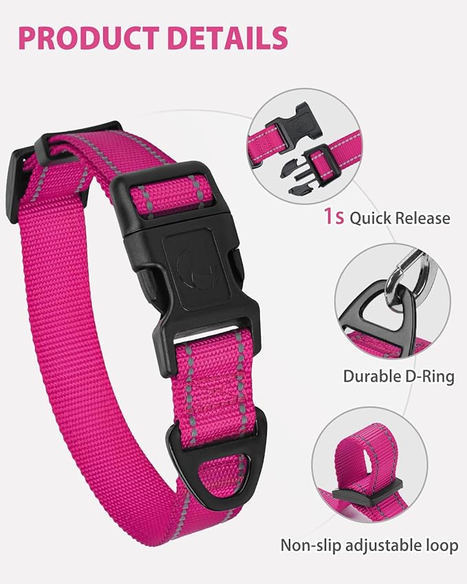Joytale Reflective Dog Collar, Adjustable Nylon Pet Collar - Image 4