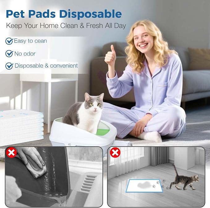 Cat Pads 50 ct Super Absorbent Pet Pee Pads Compatible - Image 4
