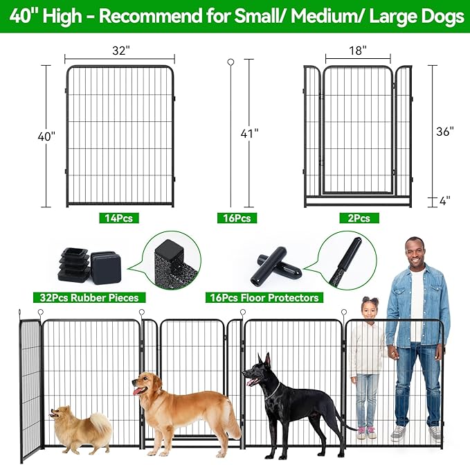Dog Playpen Outdoor Extra Wide 16 Piece Panels Heavy Duty Dog Fence 40" Height - Image 3
