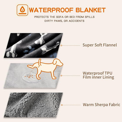 Waterproof Dog Blankets Pet Blanket 50"x60", Soft Fluffy Sofa Car Bed Protector - Image 3