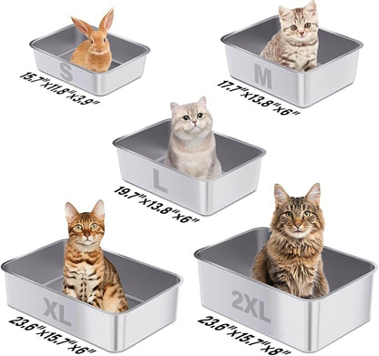 Stainless Steel Litter Box 2 Pack, 23.6“x15.7"x6" Deep Stainless Steel Cat - Image 7