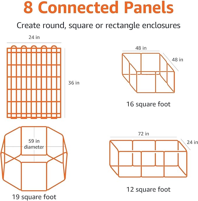 Amazon Basics Portable Foldable Octagonal Metal Exercise Dog Playpen, - Image 3