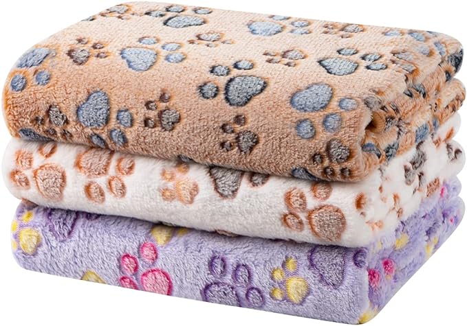 Dono 1 Pack 3 Dog Blankets, Soft Fluffy Fleece Pet Blanket Warm Sleep Mat Paw by Dono