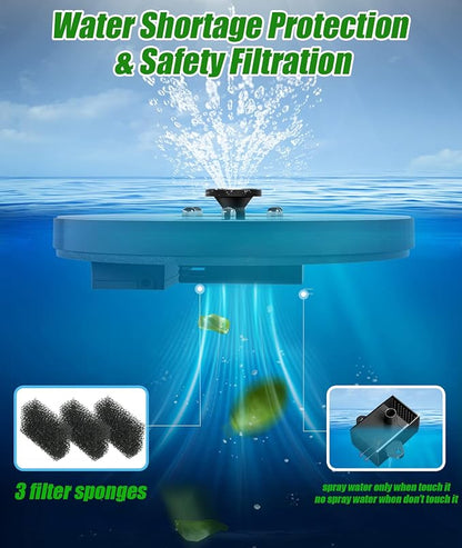 SZMP Solar Fountain Upgraded 100% Glass Panel, 3.5W Floating Solar Powered - Image 6