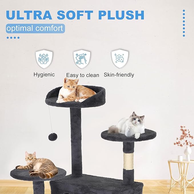 FDW | 62" Cat Tree Tower | Dark Gray | Multi-Level Indoor Activity Center - Image 3