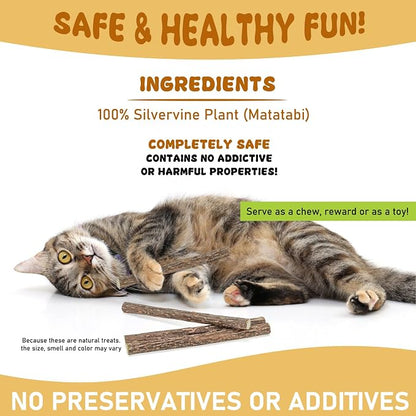 Silvervine Sticks for Cats, Natural Catnip Matatabi Chew Sticks Teeth Molar - Image 7