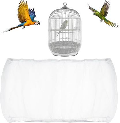 Bird Cage Seed Catcher, Adjustable White Bird Cage Net Birdcage Cover Skirt by Unknown
