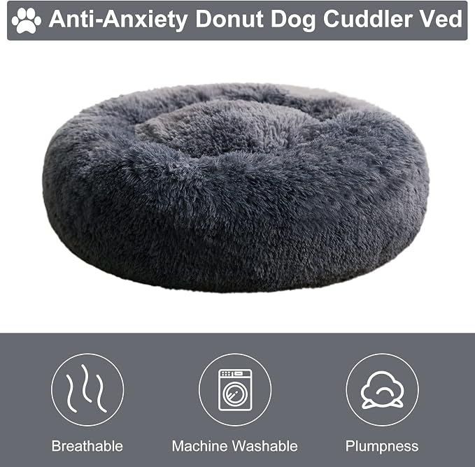 WNPETHOME Calming Dog Beds for Large Dogs, Anti-Anxiety Donut Large Pet Bed - Image 5