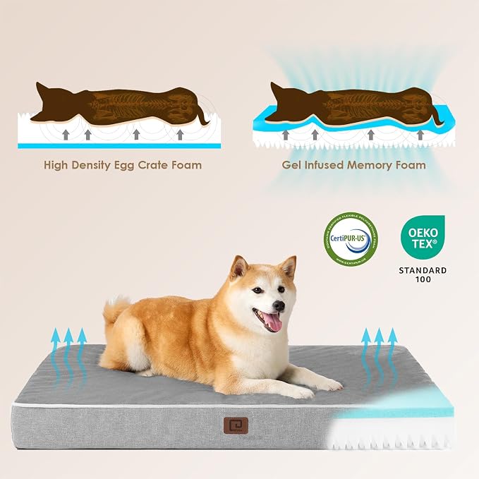 EHEYCIGA Waterproof Dog Bed Orthopedic 41"x27", Memory Foam Pet Bed - Image 4