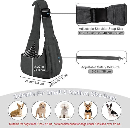 PETLOFT Reversible Dog Cat Sling Carrier, Small Carrier, Adjustable Sling - Image 2
