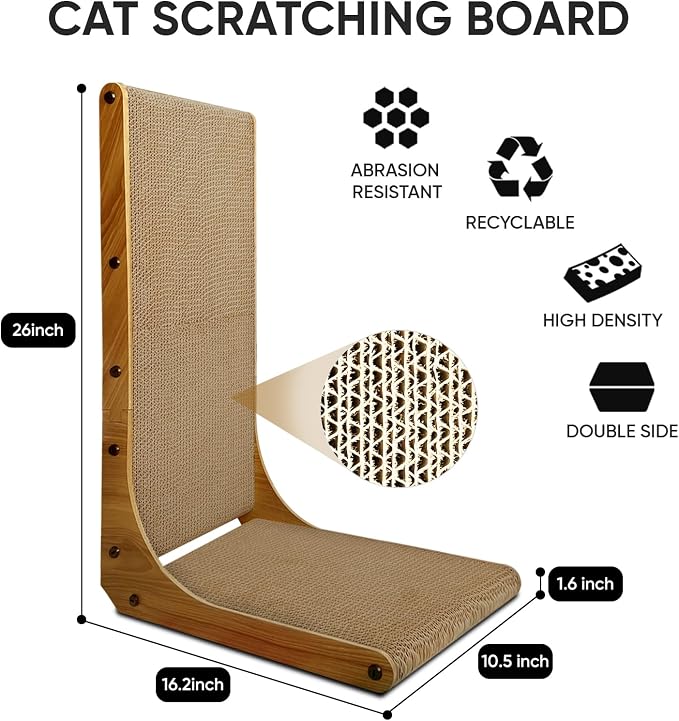 AGYM Cat Scratcher, 26 inch L Shape Cat Scratching Pad - Image 2