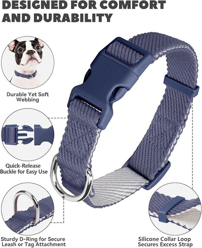 Dynmeow Soft and Breathable Cotton Dog Collar, Durable Adjustable Heavy-Duty - Image 2