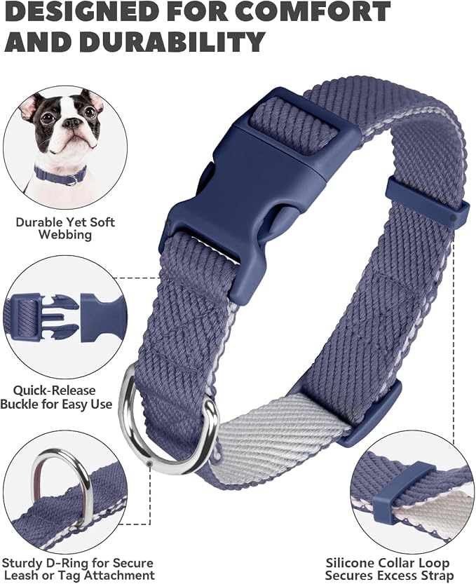 Dynmeow Soft and Breathable Cotton Dog Collar, Durable Adjustable Heavy-Duty - Image 7