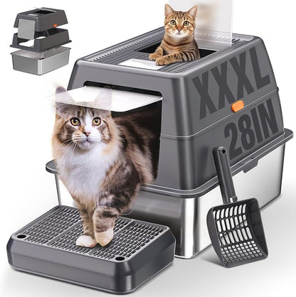 XXXL Stainless Steel Litter Box by ICYAIR