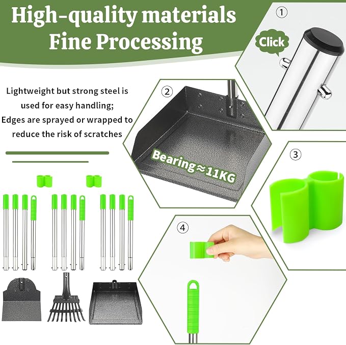 T2Y 48.8" Extra Long Handle Dog Pooper Scooper 3-Piece Set, Heavy Duty Metal - Image 7