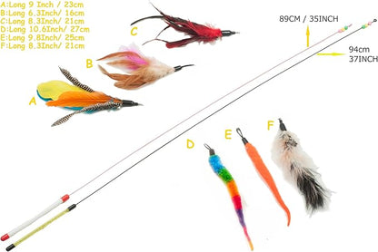 Fashion's Talk Feather Wire Wands Kitten Toys Worm Teaser Wand Cat Toy - Image 2