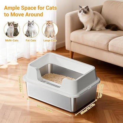 Stainless Steel Litter Box, XL Enclosed Cat Litter Boxes - Image 8