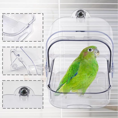 Bird Bath for Cage Transparent Bird Bathtub Hanging Portable Shower Pool - Image 6