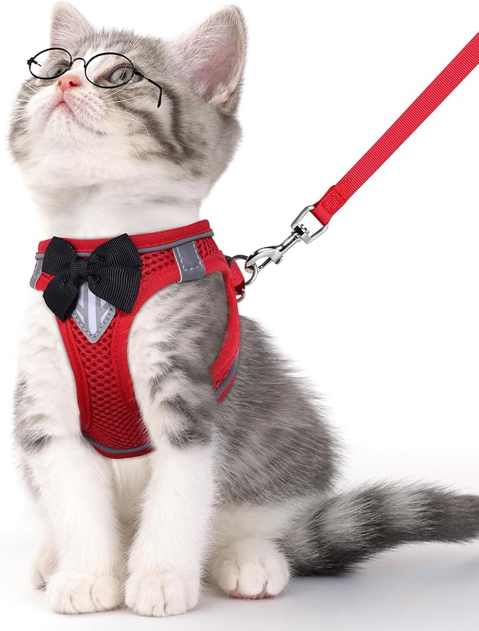 Cat Vest Harness and Leash Set for Walking Escape Proof, Adjustable Kitten by NCMAMA