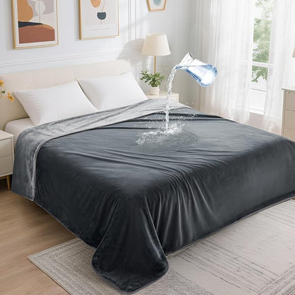 LOOBANI Waterproof Blanket for Bed: Reversible Soft Flannel Twin Bed Blanket by LOOBANI