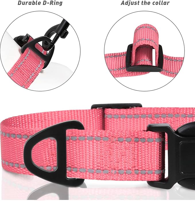 TagME Reflective Nylon Dog Collars, Adjustable Classic Pet Collar - Image 4