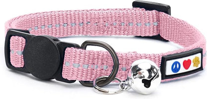 Pawtitas Recycled Pink Reflective Cat Collar – Eco-Friendly Breakaway Safety by Pawtitas