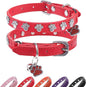 SCENEREAL Cat Collar with Bells, Leather Cat Collars with Paw Studded, by SCENEREAL