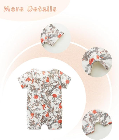 Unisex Summer Trendy 2-Pack Rompers Short Sleeve Zipped Bodysuit Infant Cotton - Image 6