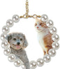 Chunky Pearl Dog Collar for Small Dogs Cats, Adjustable Beaded Dog Collar by MLUOVI