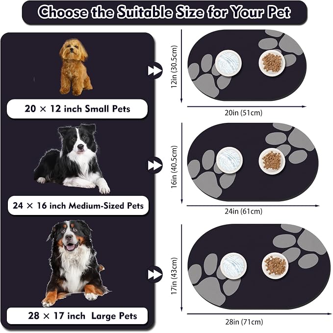 Dog Feeding Mat 24''x16'', Absorbent Pet Food Mat, No Stains Quick Dry Pet - Image 3