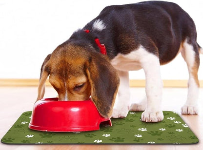 Dog Food Mat, Absorbent Water Bowl Mats Cat Pet Feeding Placemats Dark Green 12 - Image 6