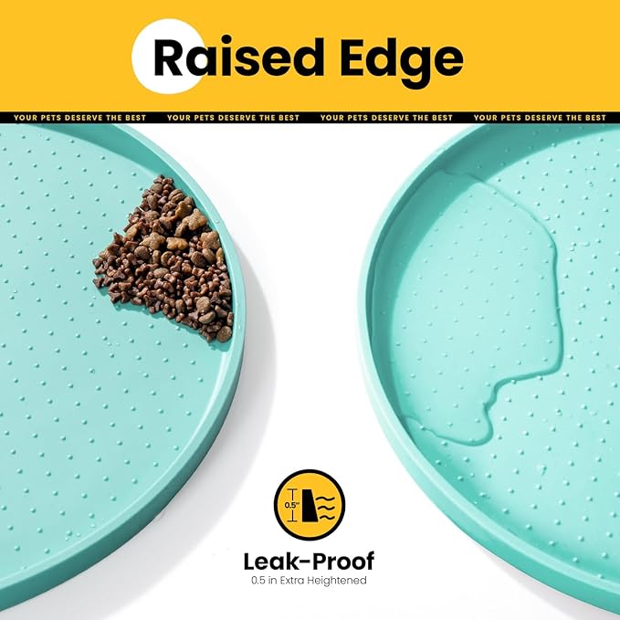 Dog Food Mat, 1/2 Inch Raised Edges Cat Feeding Mat - Image 2
