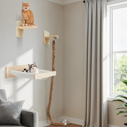 Weysat 3 Pcs Cat Wall Hammock Mounted Shelves - Image 6
