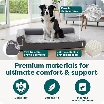 FurHaven Orthopedic Dog Bed for Large Dogs, L-Shaped Chaise Contour - Image 5