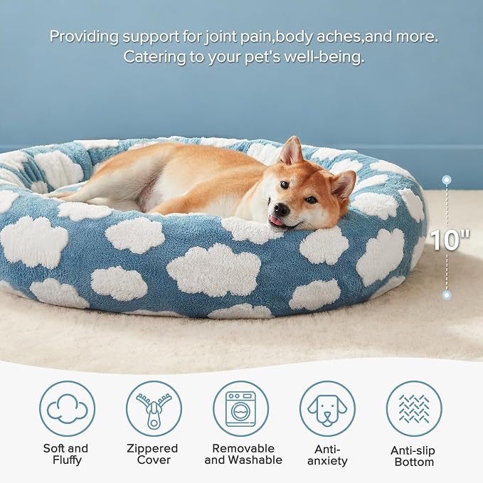 JOEJOY Donut Large Dog Bed, Cute Round Calming Dog Bed - Image 2