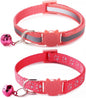 Red Breakaway Cat Collar with Bells, Reflective Kitten Collar with Bells by YOUALSO