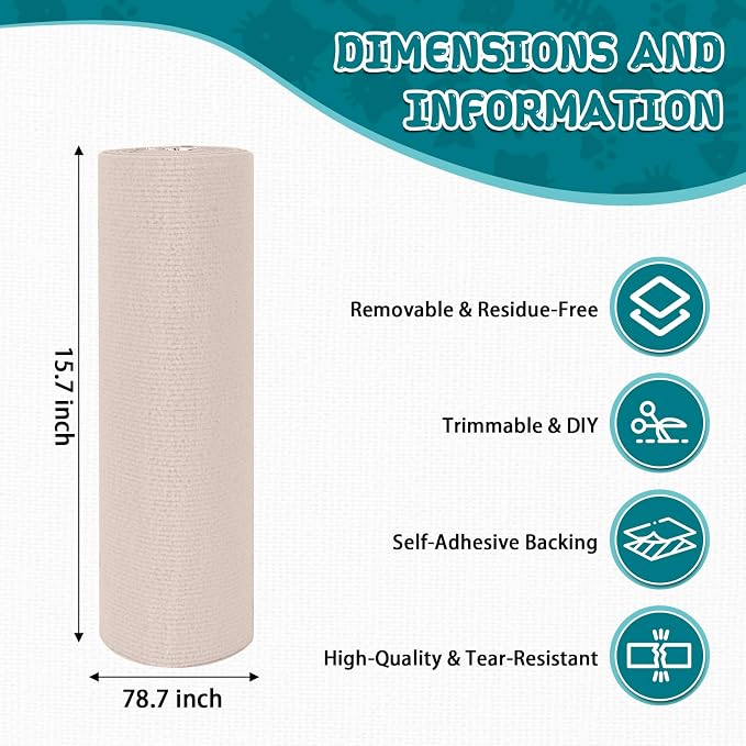 Climbing Cat Scratcher Mat Trimmable Cat Scratching Post Carpet 78.7’’x15.8’’ - Image 2