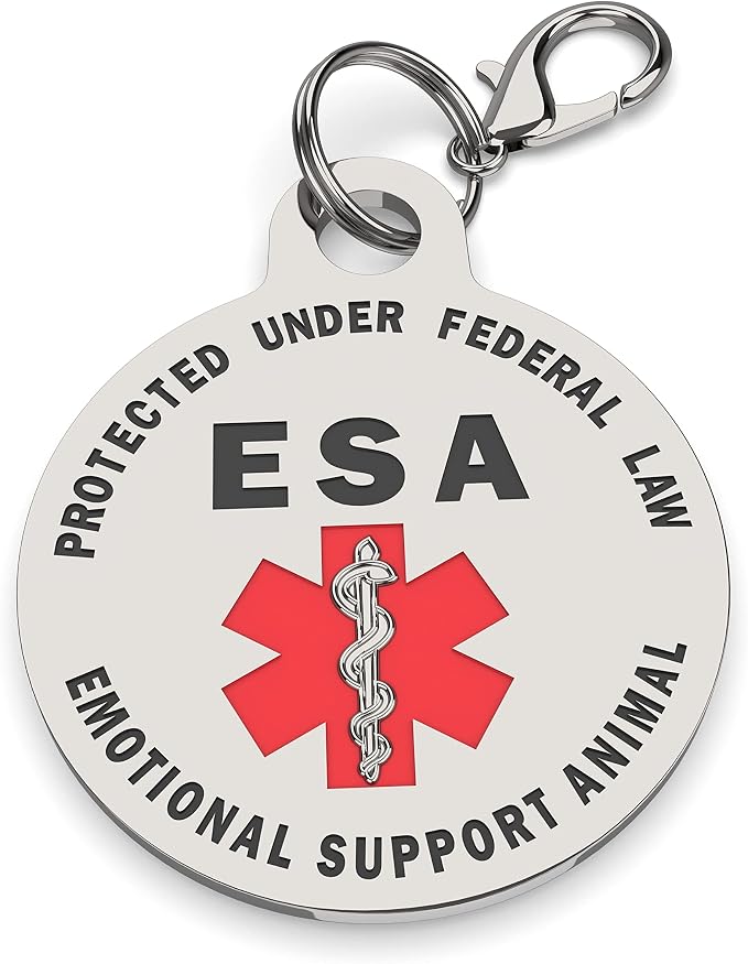 Double Sided Small Breed Emotional Support Animal ESA Tag Red Medical Alert by K9King